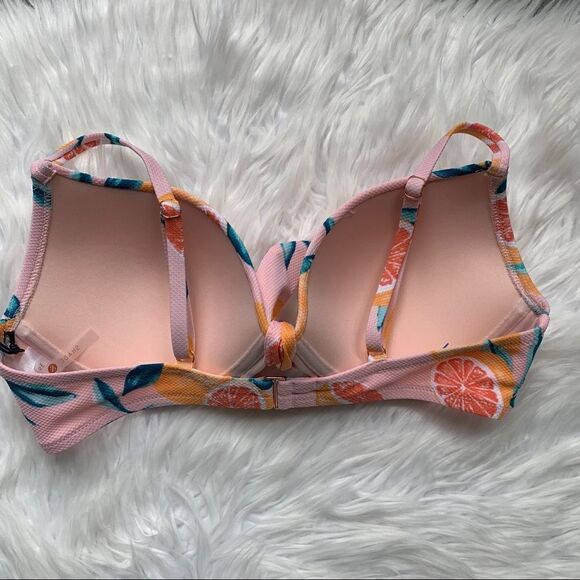 NWT Shade & Shore Grapefruit Tropical Pink Orange Peach Bikini Top Size 36C - Picture 8 of 10